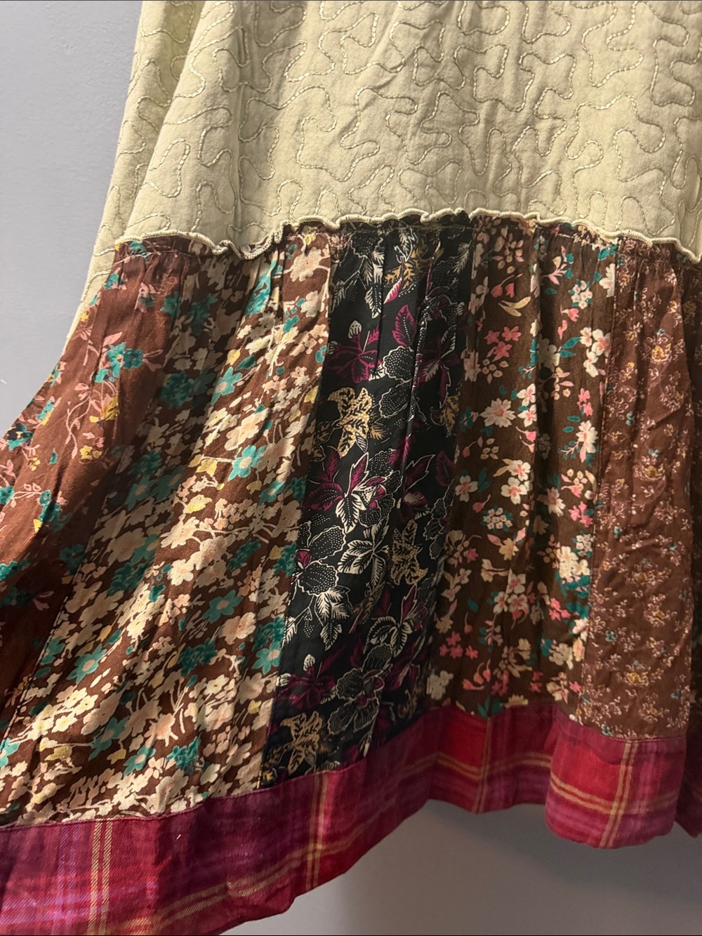 Young Threads Patchwork Kimono Cardigan in Cream and Brown - Picture 9 of 9